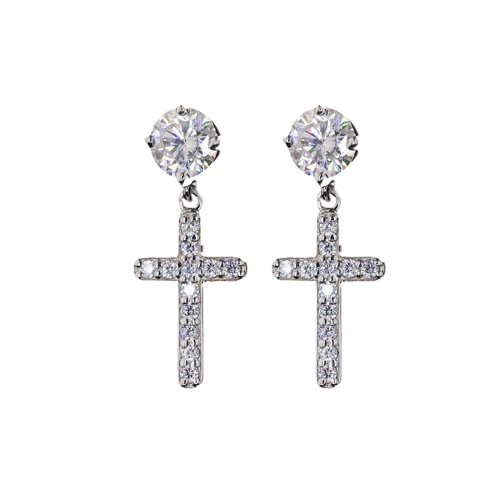 Moissanite Cross Earrings For Men