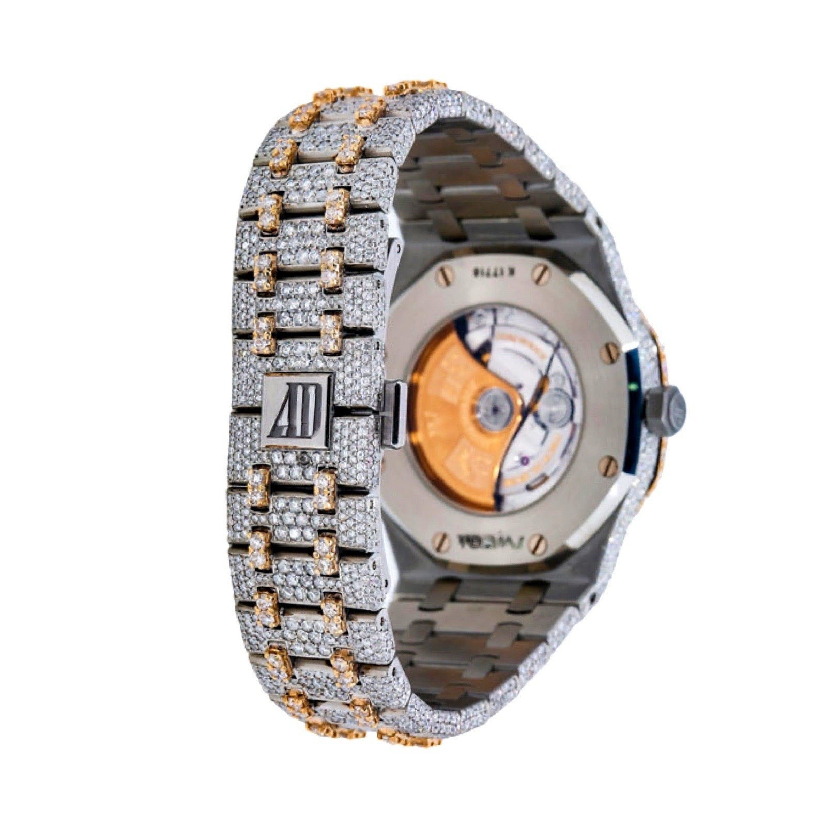 Two Tone Yellow Gold Arabic Numeral Moissanite Watch