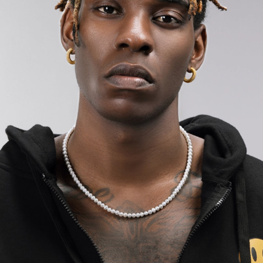 Natural Pearl Necklace Men's Hip-hop Retro High-end Clavicle Necklace