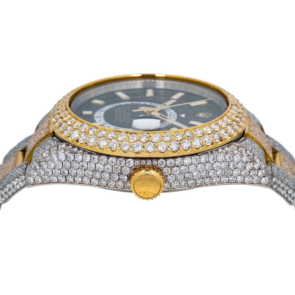 Rolex Sky-Dweller Black Dial  Moissanite Watch
