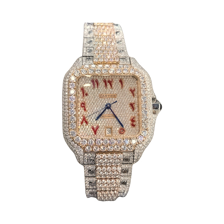 Cartier Santos Arebic Numeral Moissanite Watch