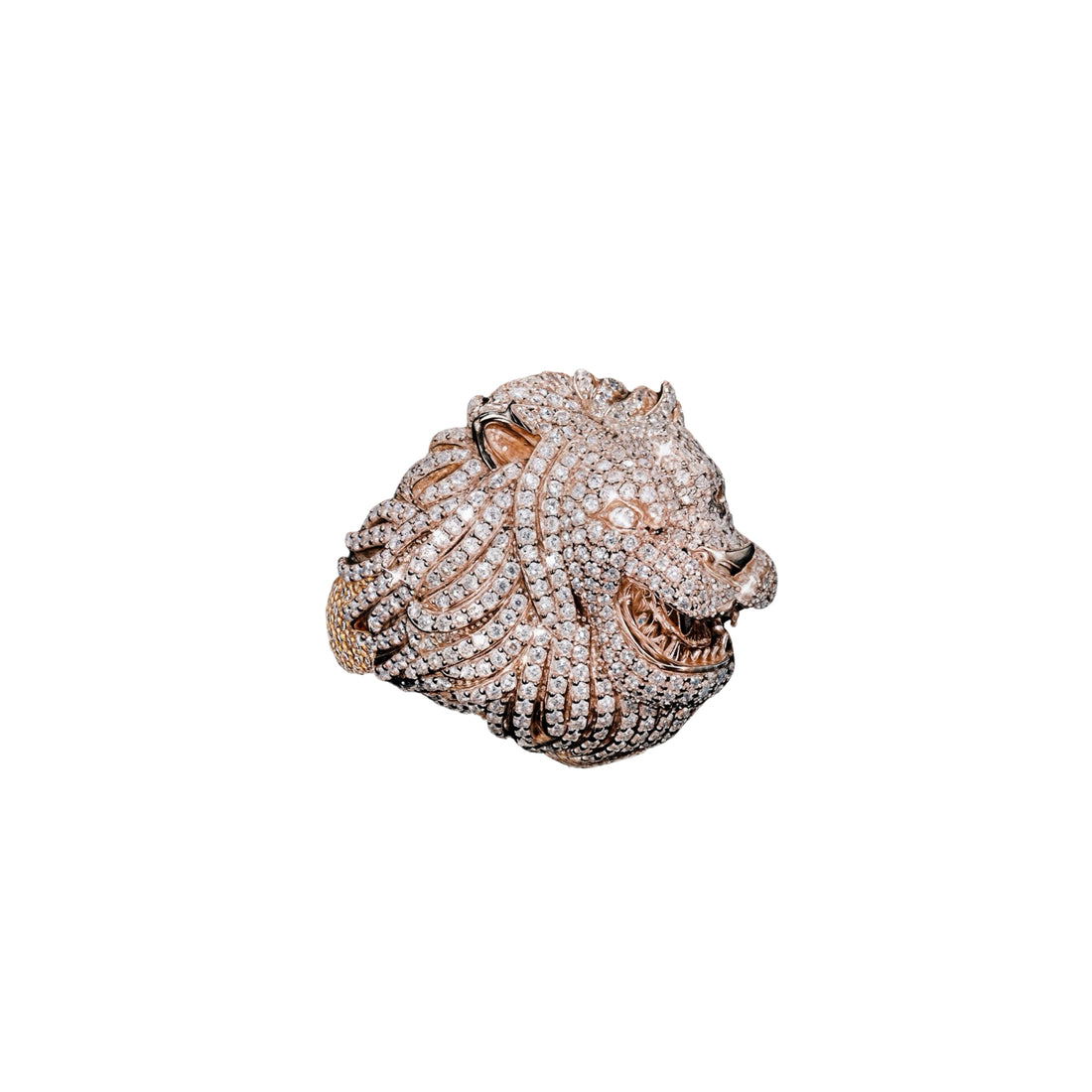 Lion Head Diamond Ring 10K Gold