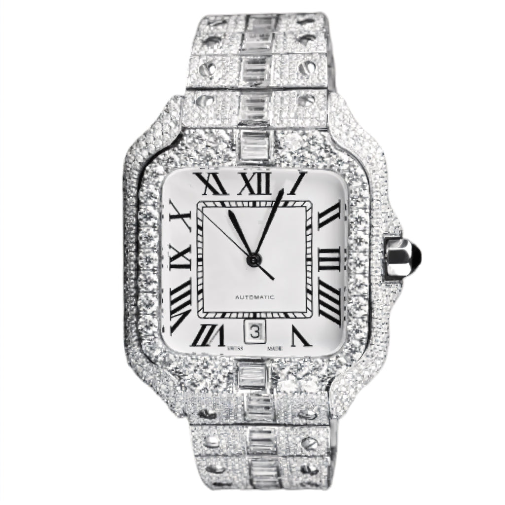 Cartier Roman Numeral Baguette Moissanite Watch