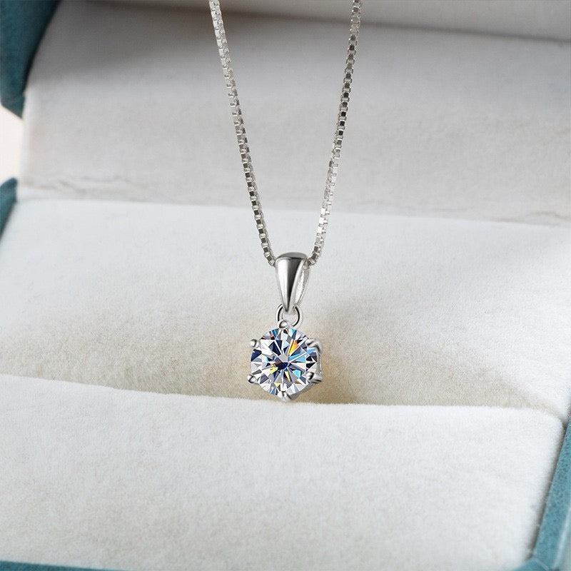 925 Silver Round Moissanite pendant