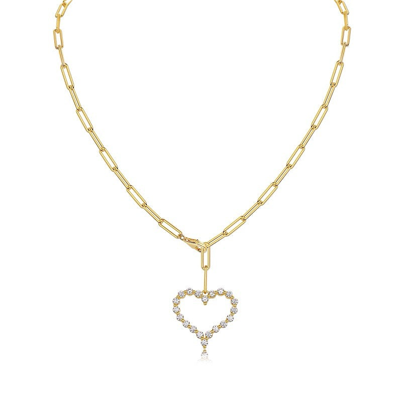 Heart's Wish VVS Moissanite Diamond pendant Set S925 Gold Plated Silver