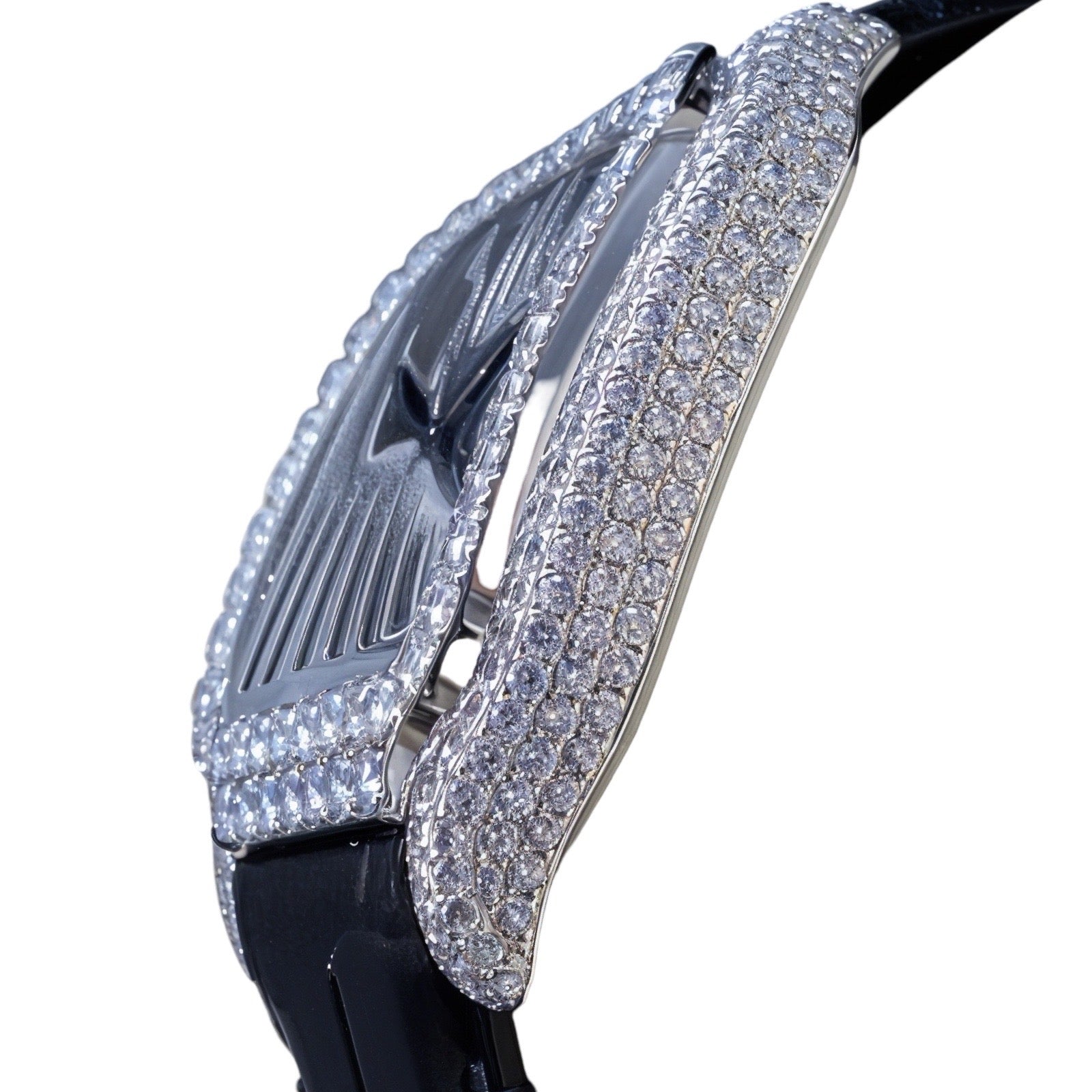 Skeleton Leather Strap Moissanite Watch