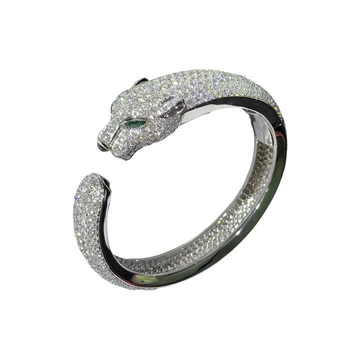 10K Gold Diamond Panther Bangle