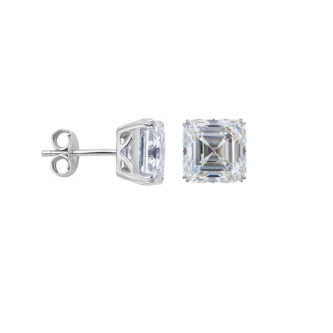 2 Carat Asscher Cut Stud Earrings