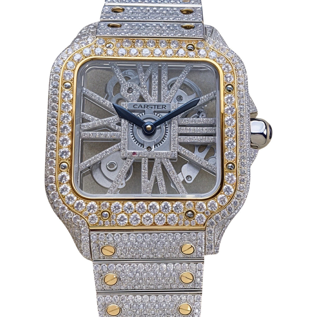 Skeleton Two Tone Yellow Gold Moissanite Watch