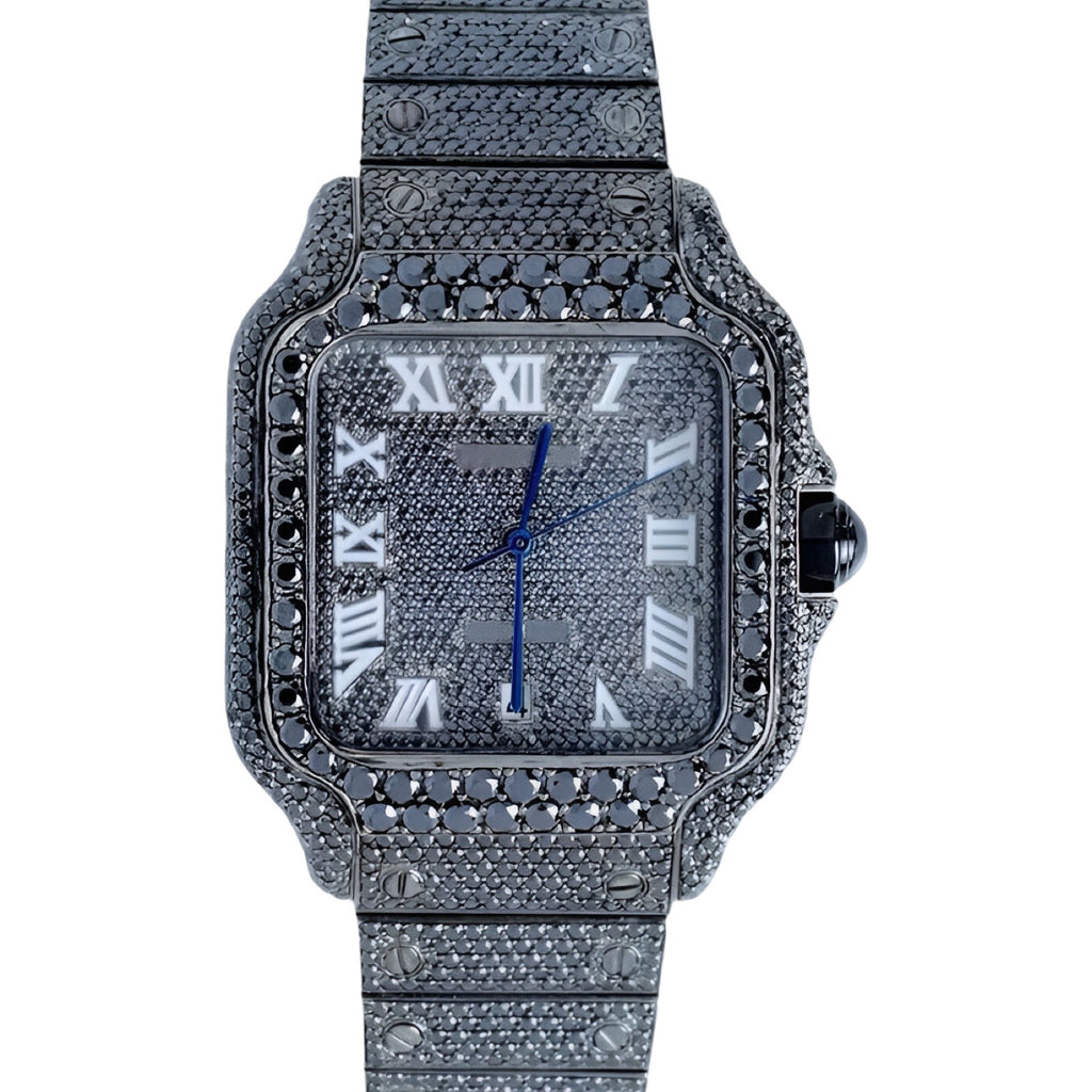 Cartier Black Moissanite Watch
