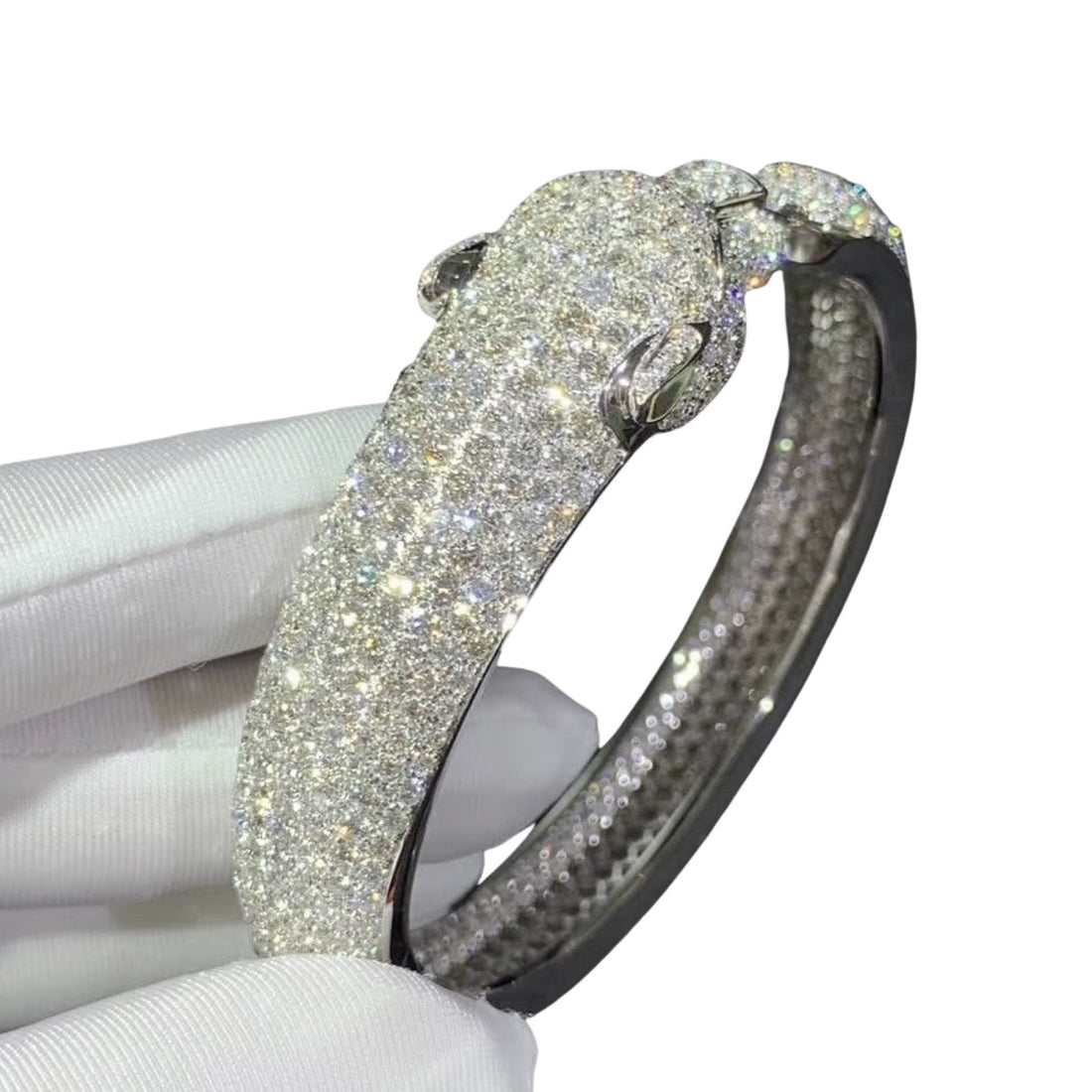 10K Gold Diamond Panther Bangle