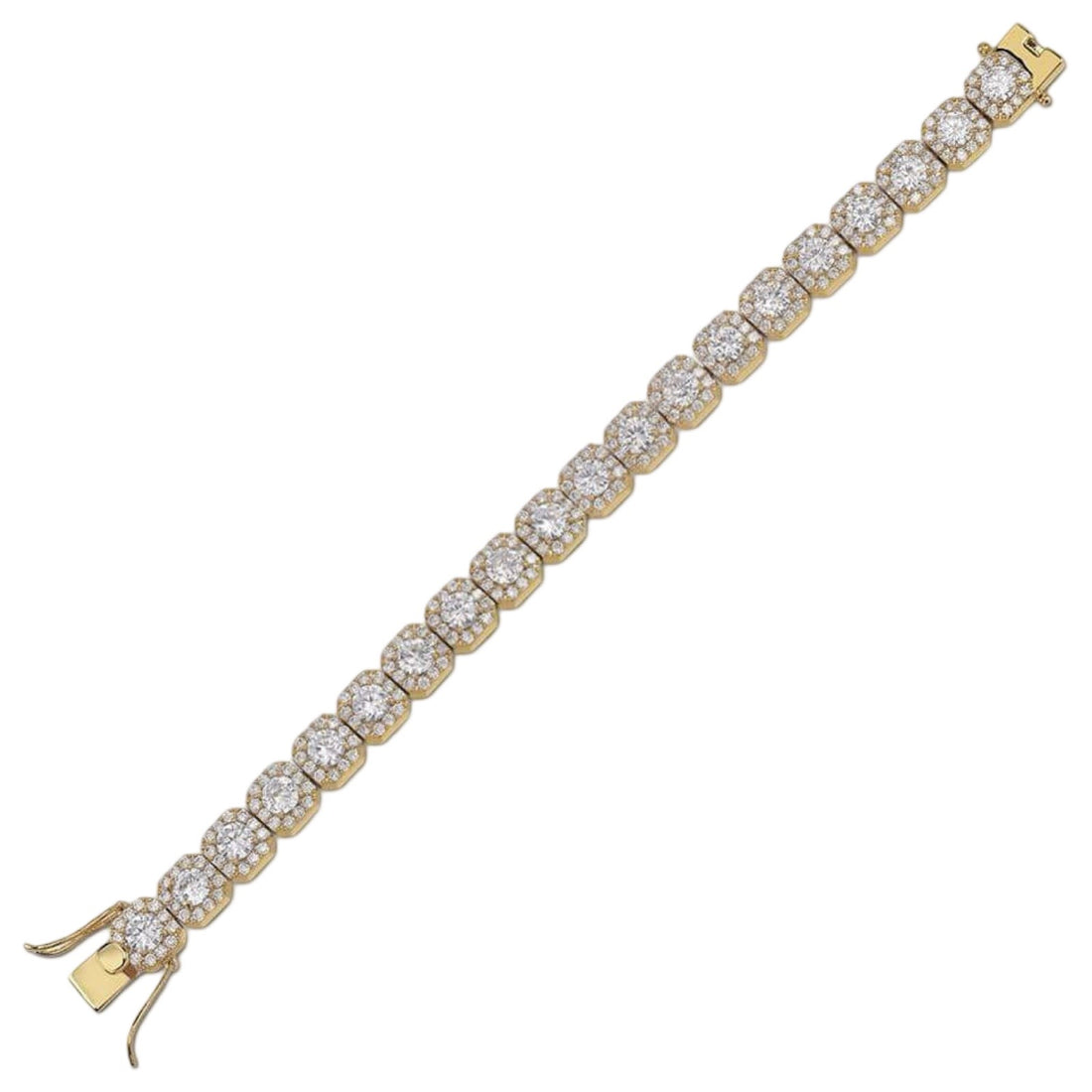 10MM 925 Moissanite Cluster Tennis Bracelet