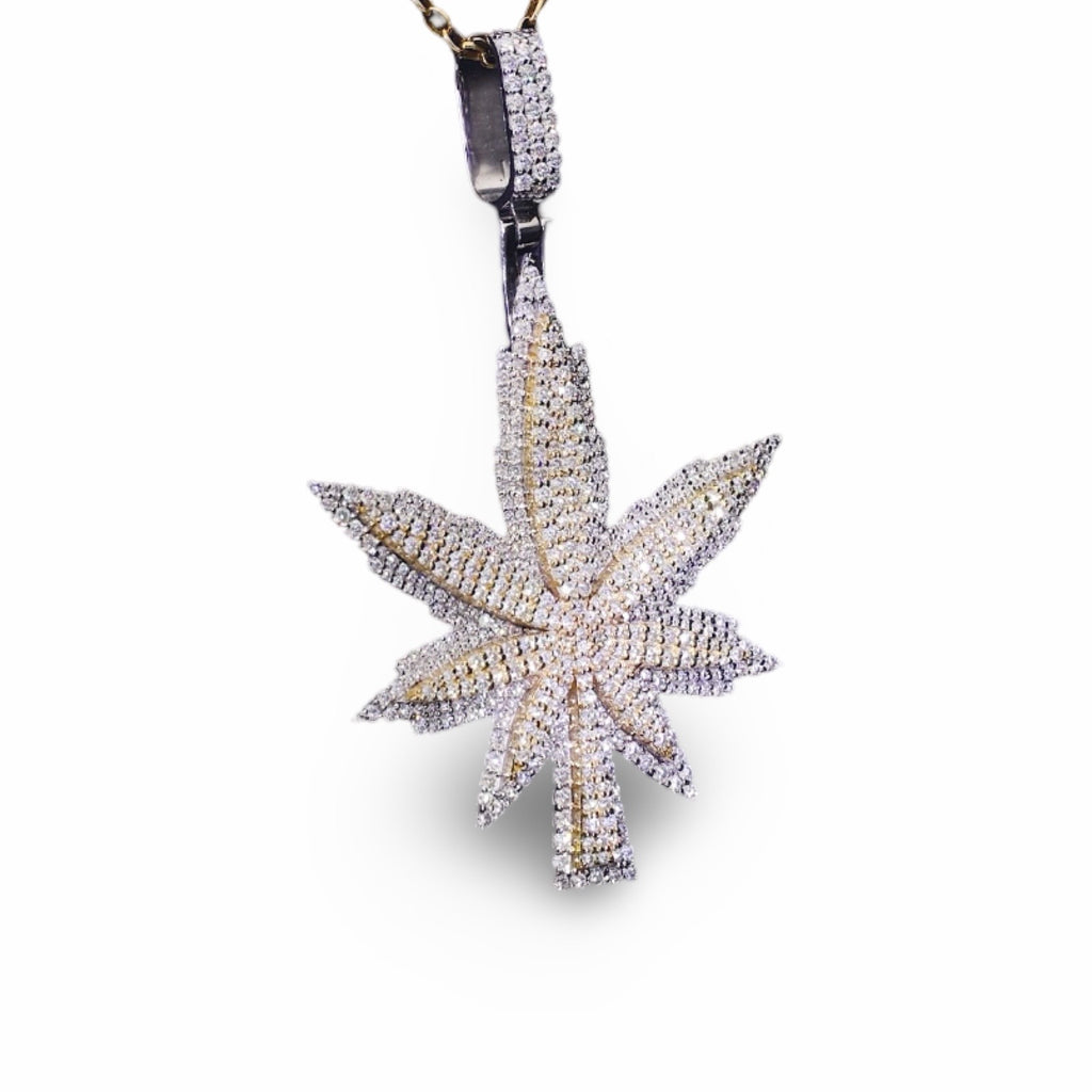 925 Moissanite Weed Pendant