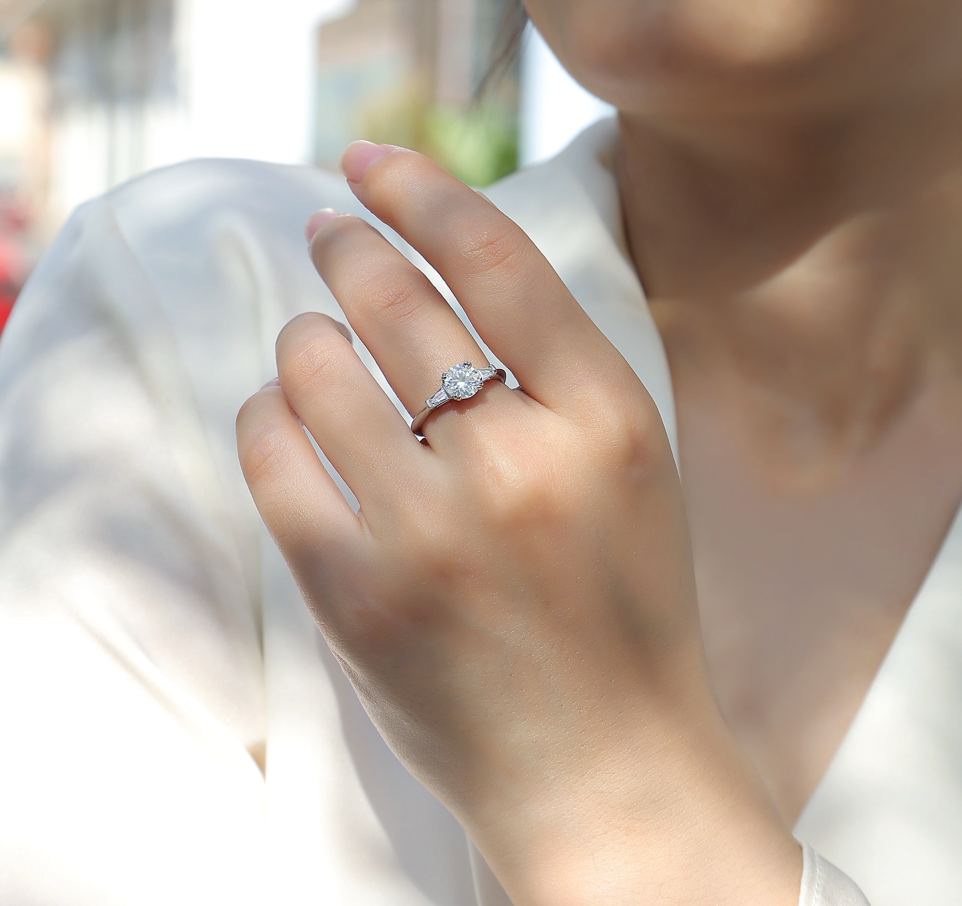 Diamond Wedding Ring Classic Set With Moissanite Silver Ring