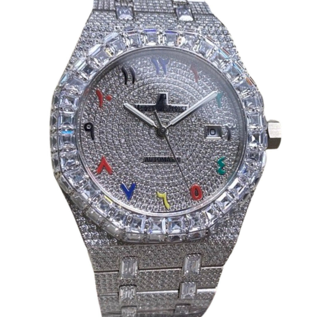 Rainbow Arabic Numeral Moissanite Watch
