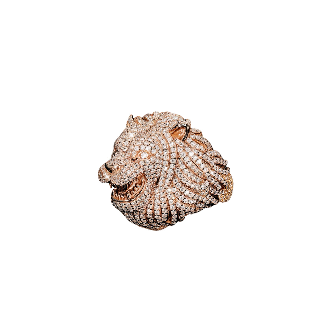 Lion Head Diamond Ring 10K Gold