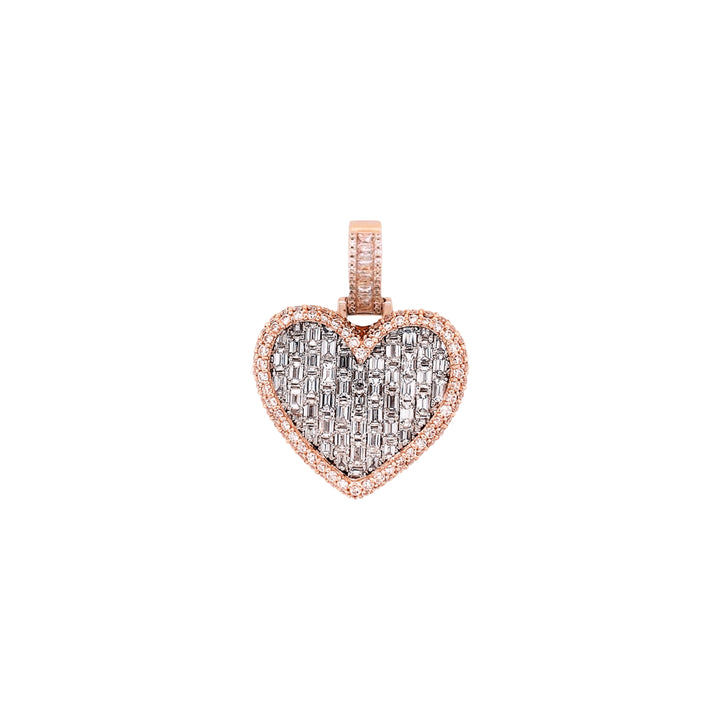 Heart Pendant VVS Emerald Cut Diamond 10K Gold