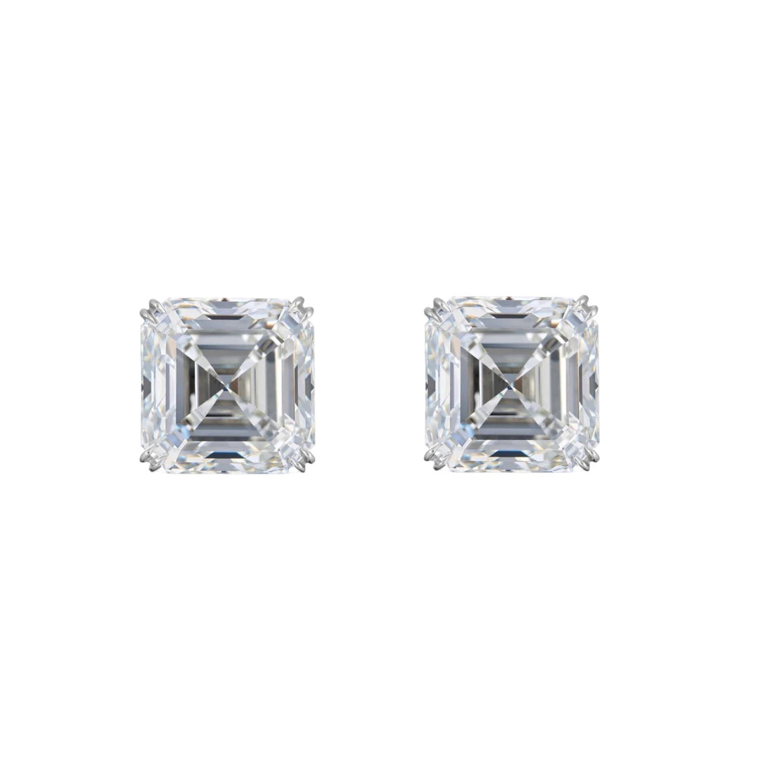 2 Carat Asscher Cut Stud Earrings