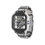 Cartier Skeleton Black and White Moissanite Watch