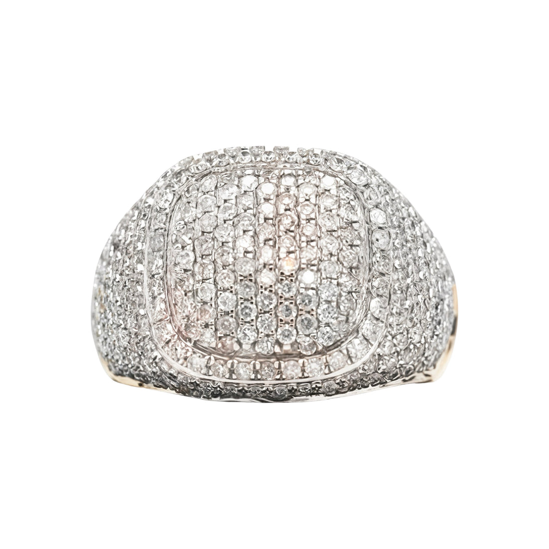 10K GOLD DIAMOND PAVE CUSHION TOP RING