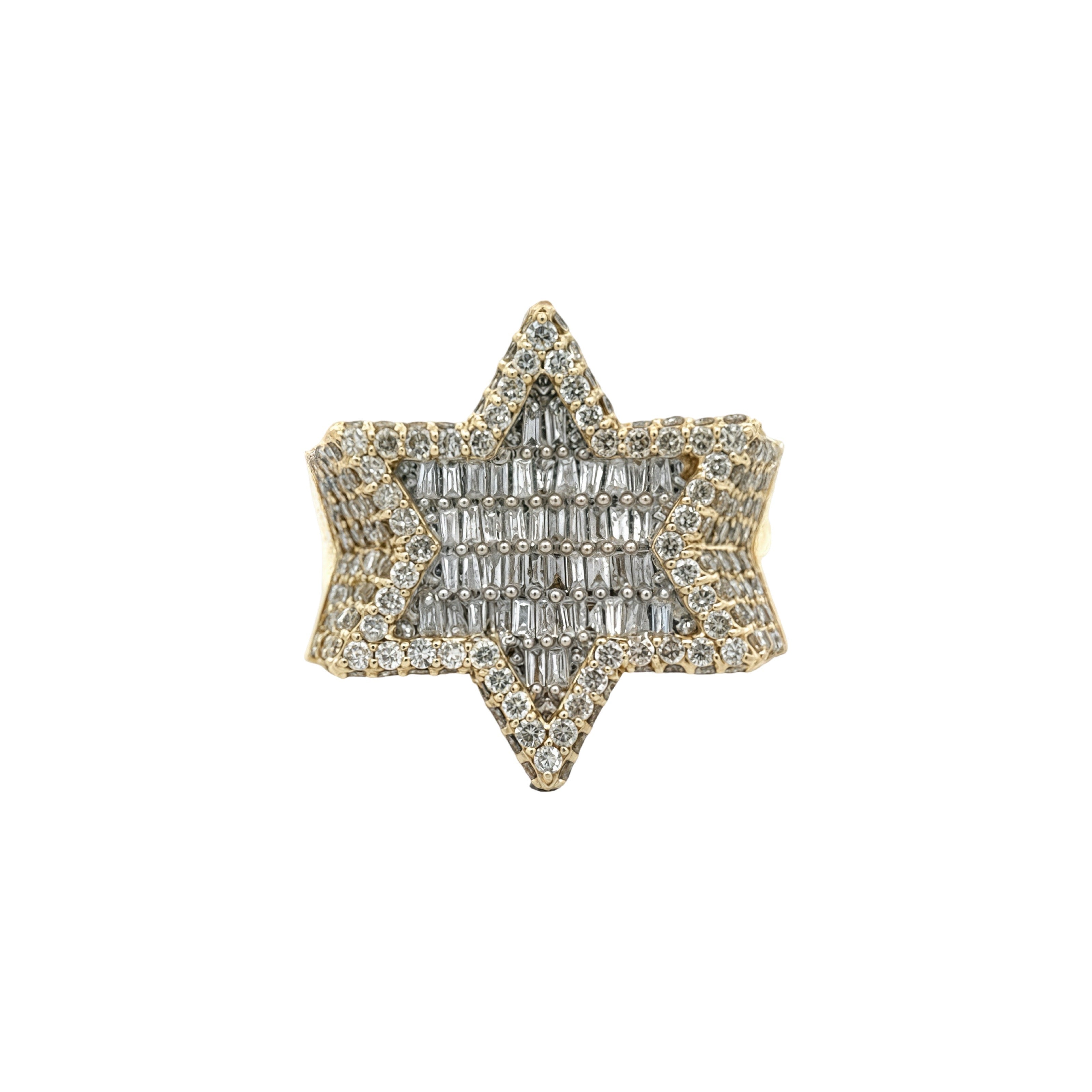 Start Of David Baguette Diamond Ring 10K Gold