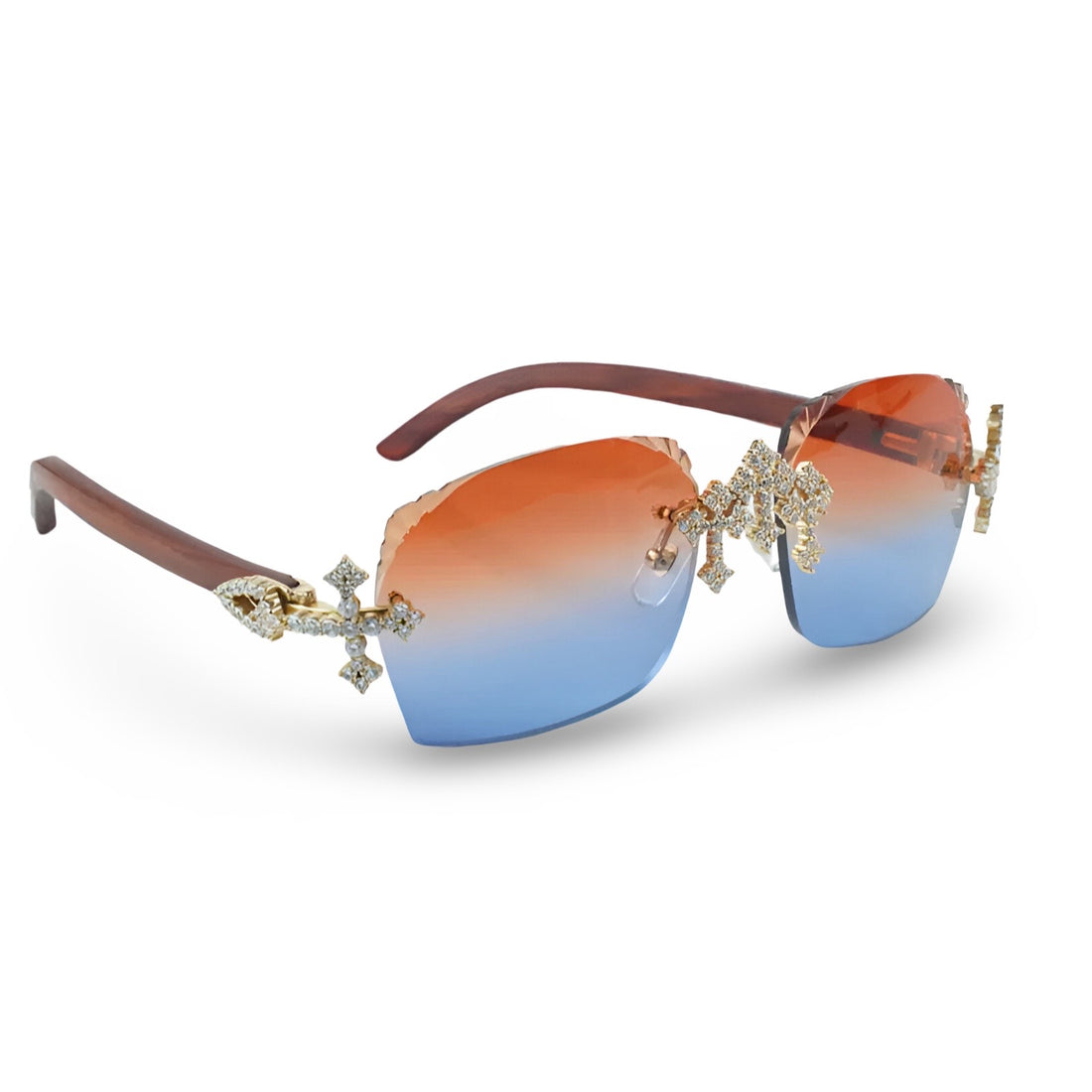 925 Moissanite Cross Rimless Sunglasses