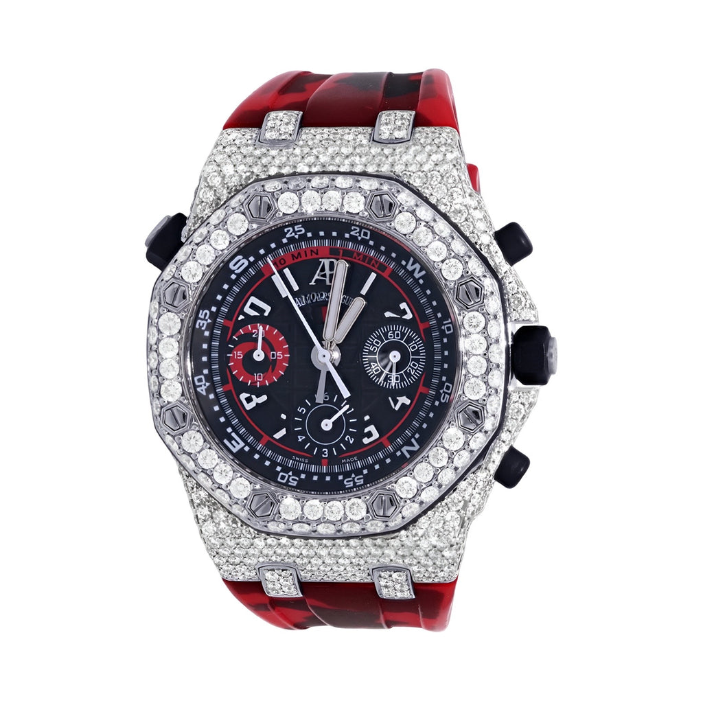 AP VVS Moissanite Watch Red Silicone Strap