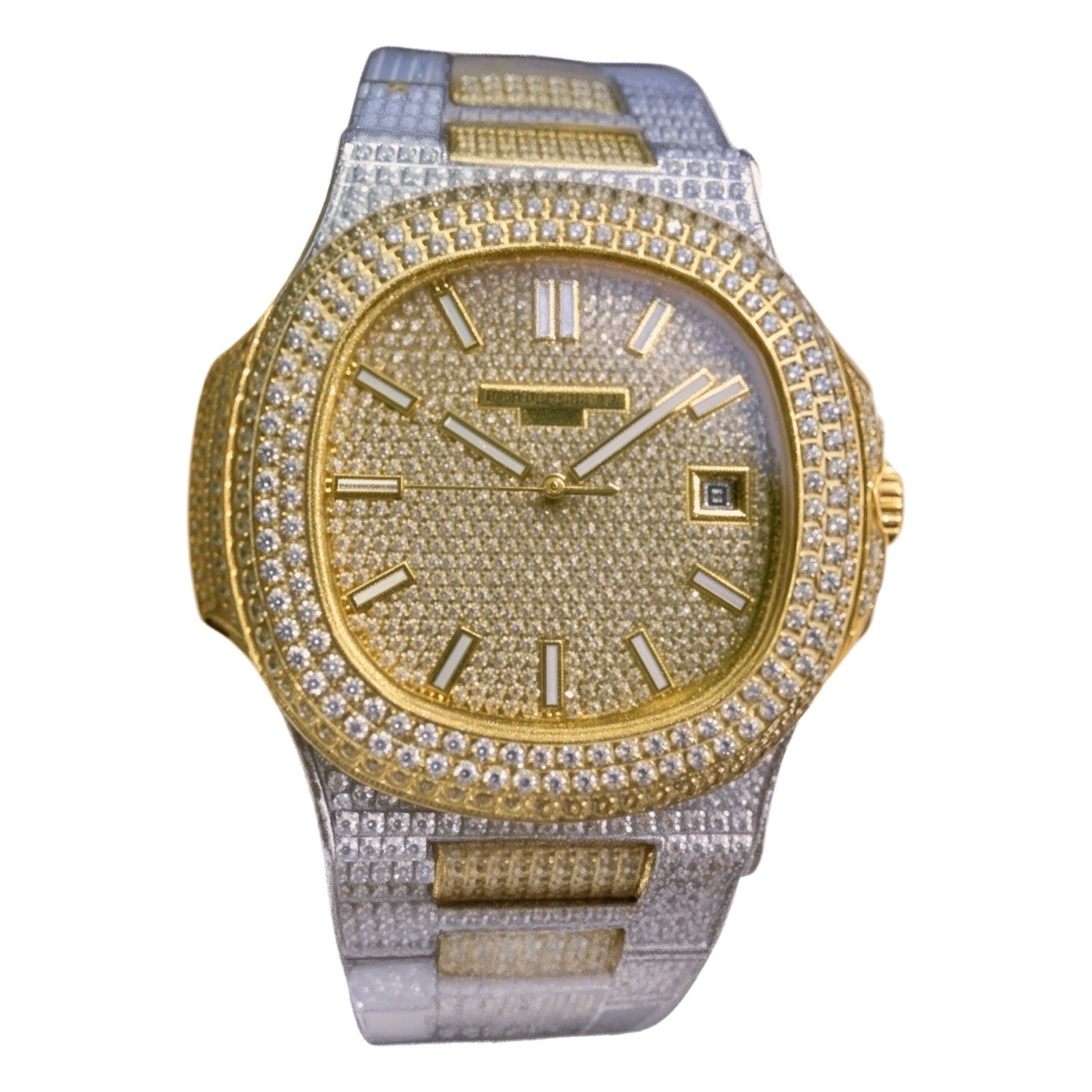 Two Tone Yellow Gold Moissanite Watch