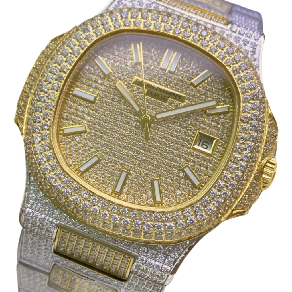 Two Tone Yellow Gold Moissanite Watch