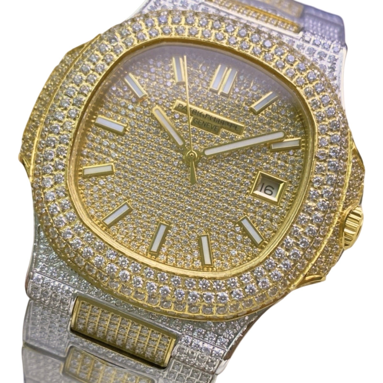 Two Tone Yellow Gold Moissanite Watch