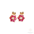 14K Cluster Ruby Earrings