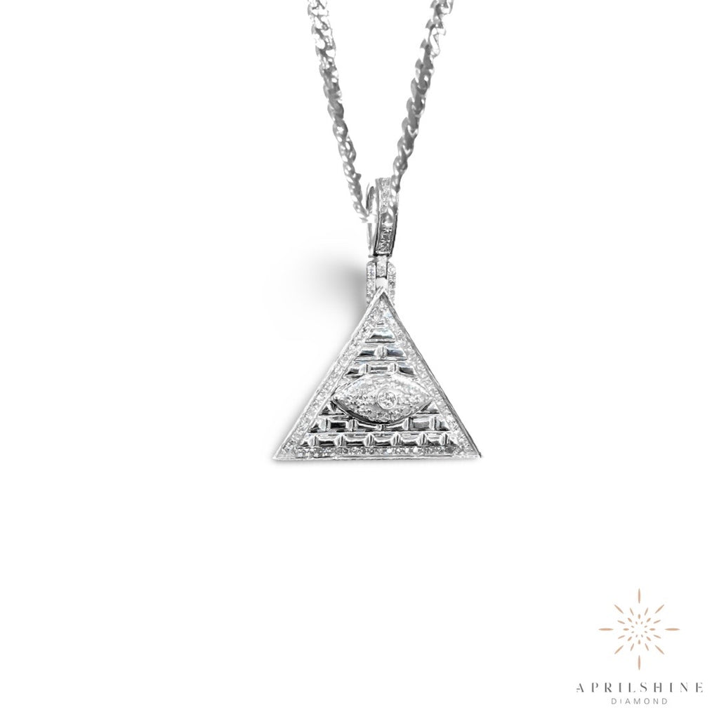 10K Gold Illuminati Pyramid  Diamond Pendant