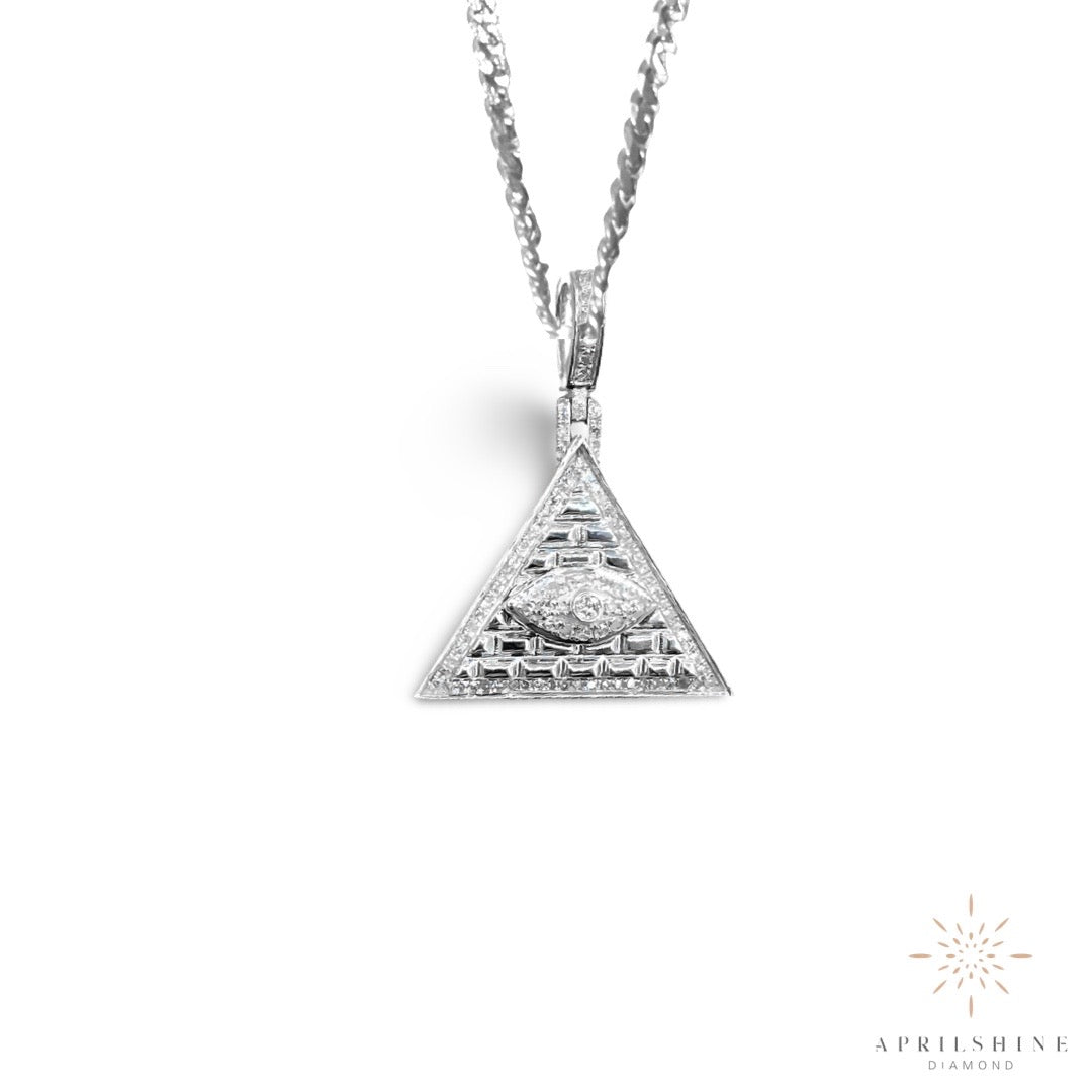 10K Gold Illuminati Pyramid  Diamond Pendant