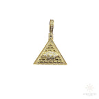10K Gold Illuminati Pyramid  Diamond Pendant