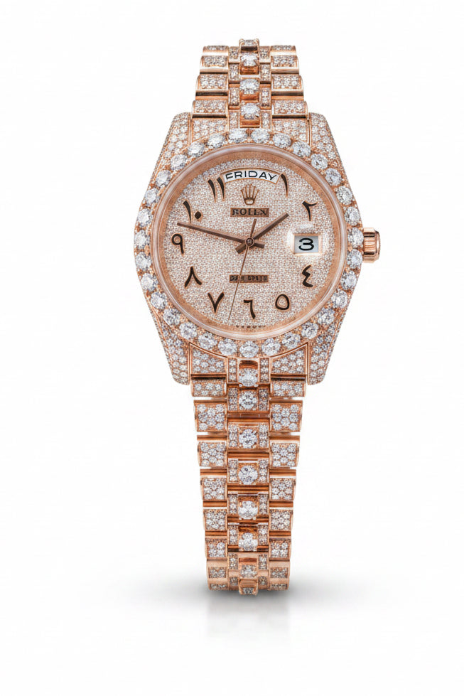 Rolex Arabic Numerals Moissanite Watch
