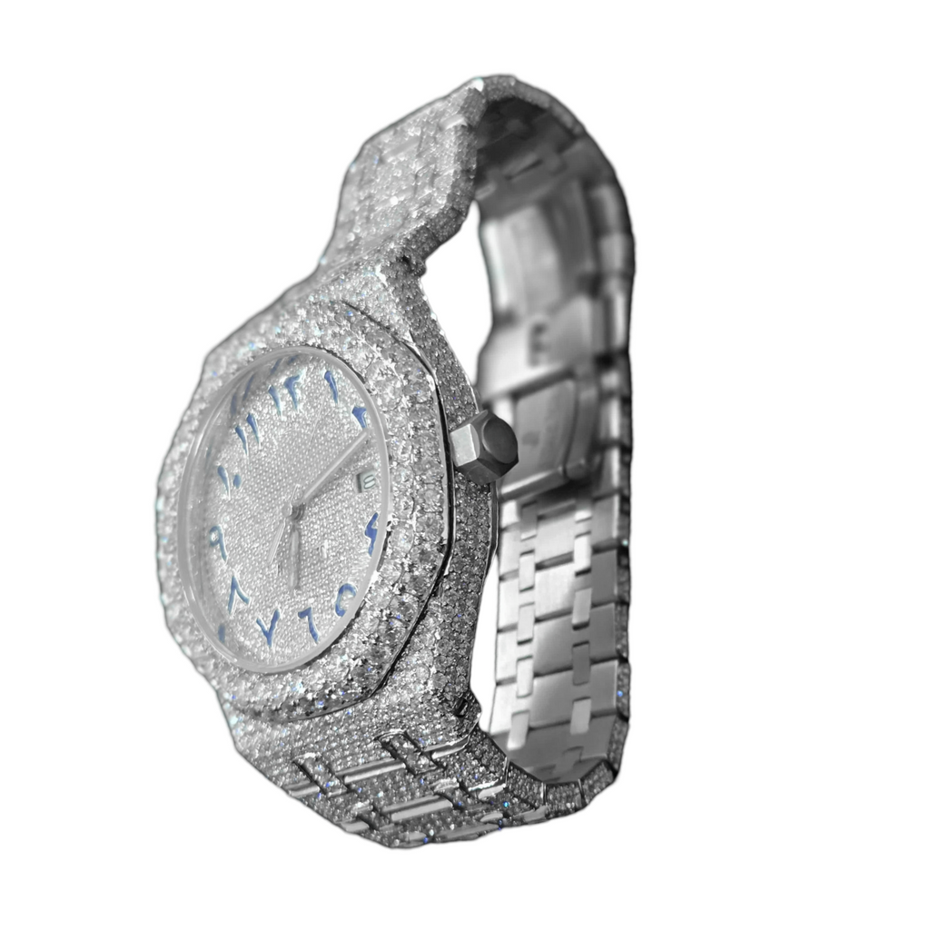Blue Arabic Numeral Moissanite Watch