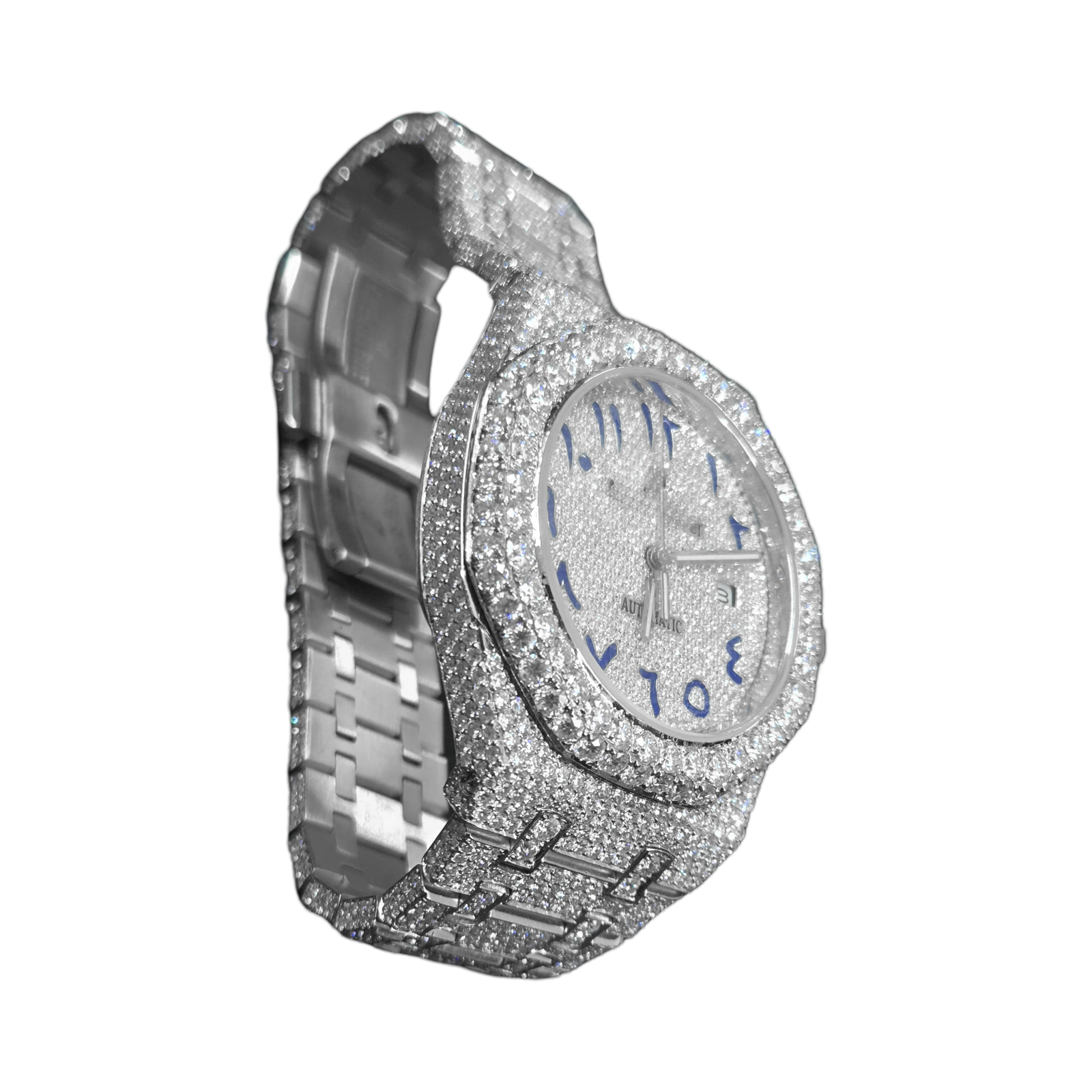 Blue Arabic Numeral Moissanite Watch