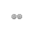 10K Gold Cluster Flower Halo Diamond Earrings