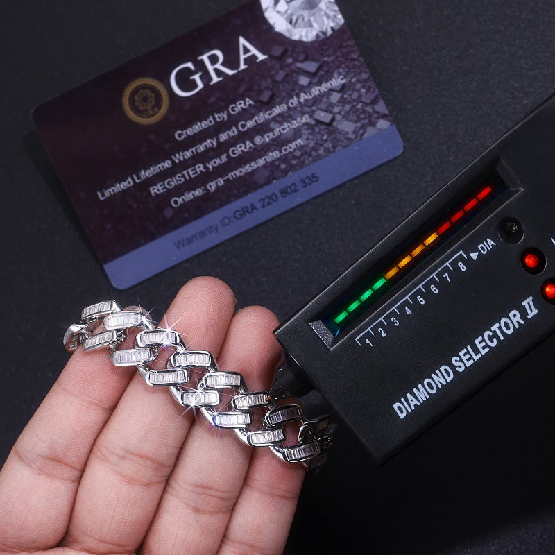 925 Silver Non-fading Moissanite Men's Bracelet