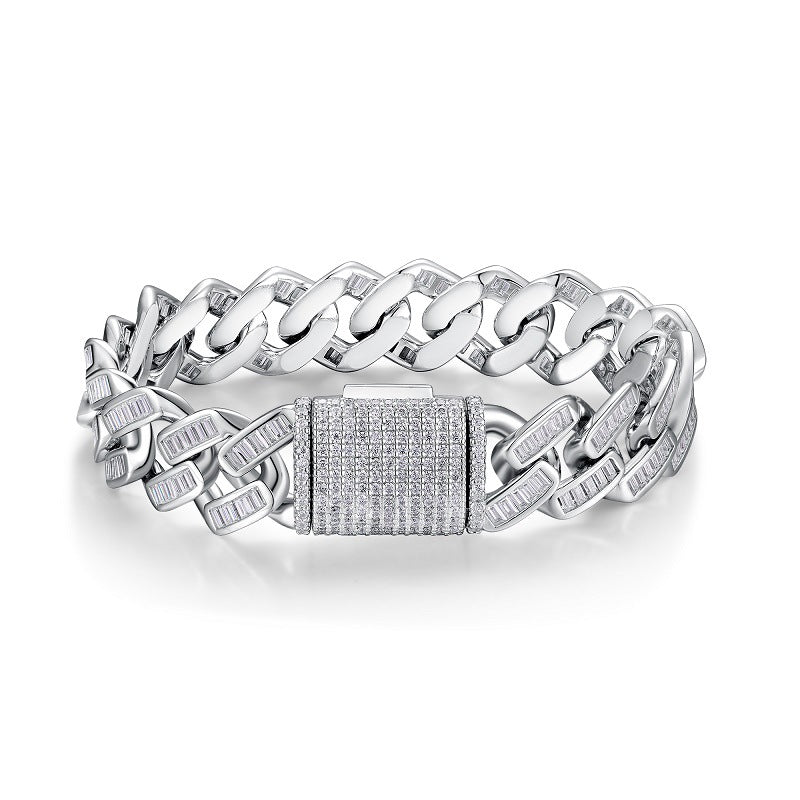 925 Silver Non-fading Moissanite Men's Bracelet