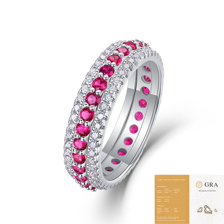 925 Synthetic Colored Gems Moissanite Ring