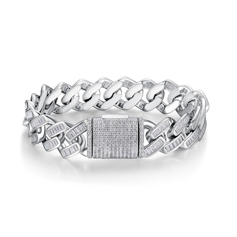 925 Silver Non-fading Moissanite Men's Bracelet