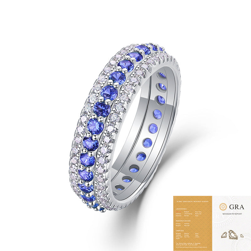 925 Synthetic Colored Gems Moissanite Ring