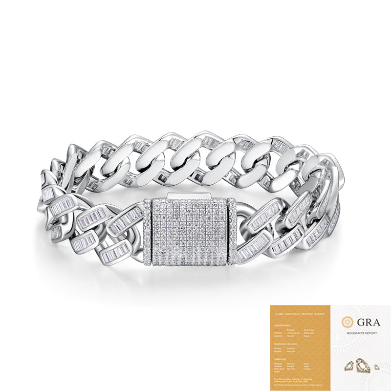 925 Silver Non-fading Moissanite Men's Bracelet