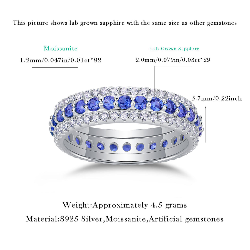 925 Synthetic Colored Gems Moissanite Ring