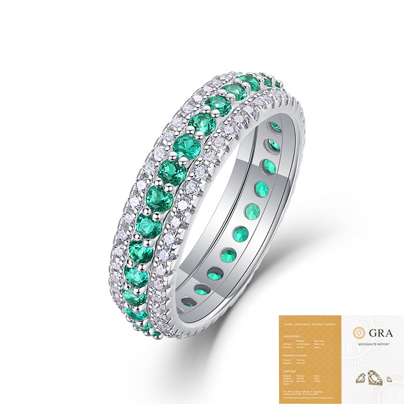 925 Synthetic Colored Gems Moissanite Ring