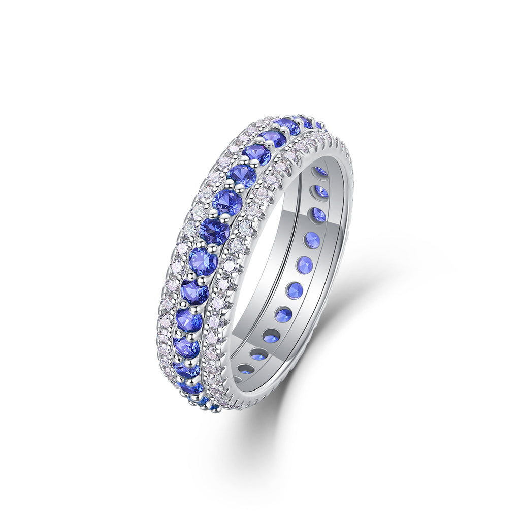 925 Synthetic Colored Gems Moissanite Ring