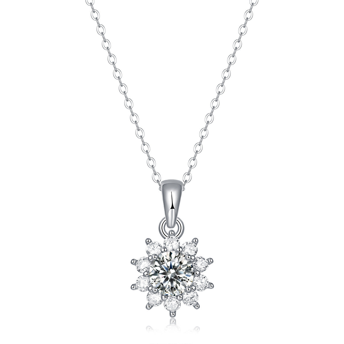 Floral Diamond Pendant 925 Silver Moissanite