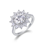Sunflower Ring Set With 3-carat Moissanite S925 Sterling Silver And Platinum Plated