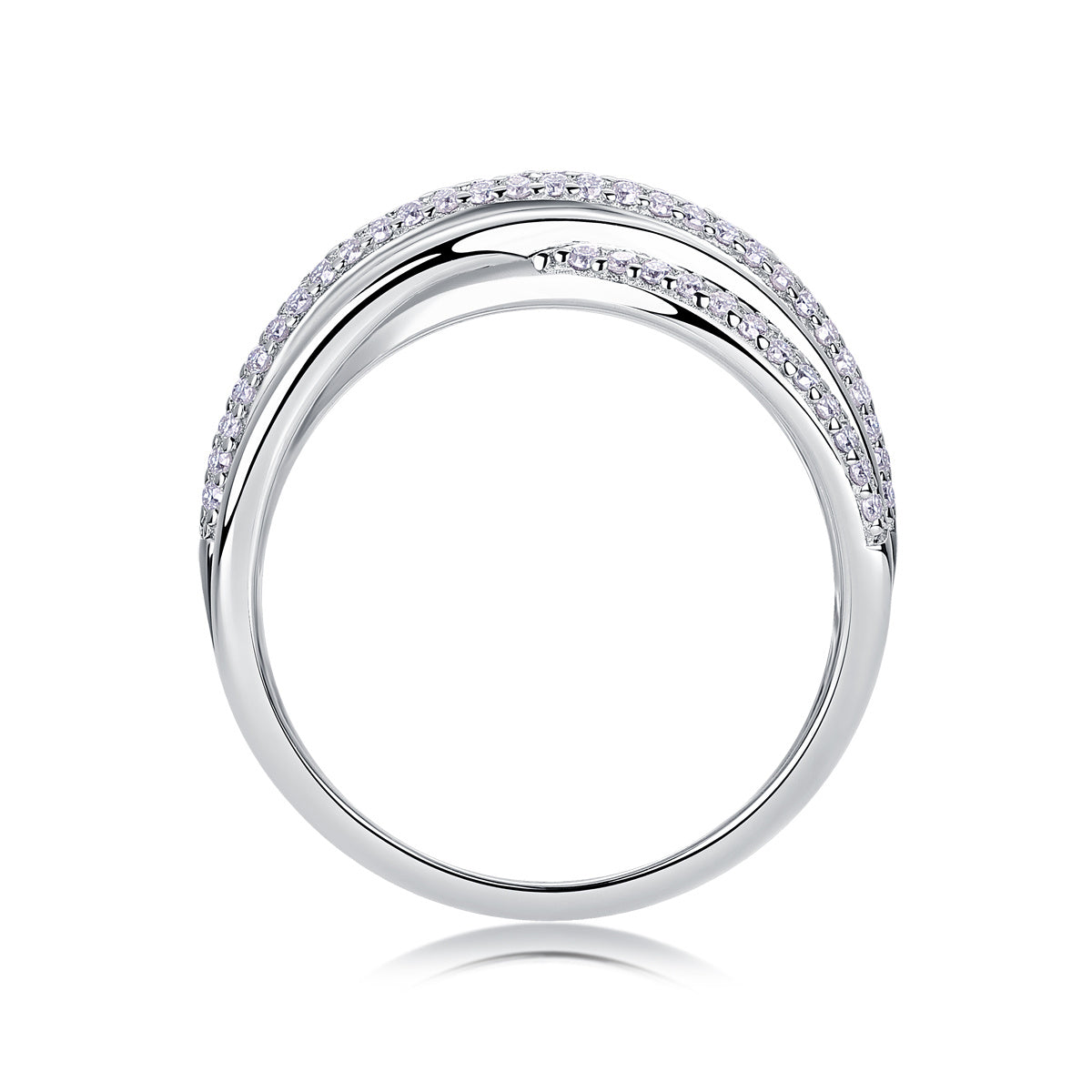 Brilliant Interweaving Diamond Ring Set With Moissanite S925 Sterling Silver And Platinum-plated